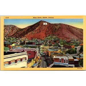 Main Street At The Head Of Bisbee Canyon Bisbee AZ Vintage Postcard SPM30